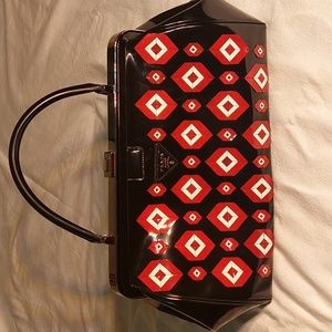 Prada Black Patent Leather Doctor Bag Hinge Top with Pyramid